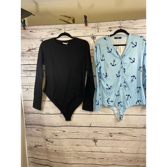 Amazon Body suits Size XL Black and Blue with Anchors - Picture 1 of 9